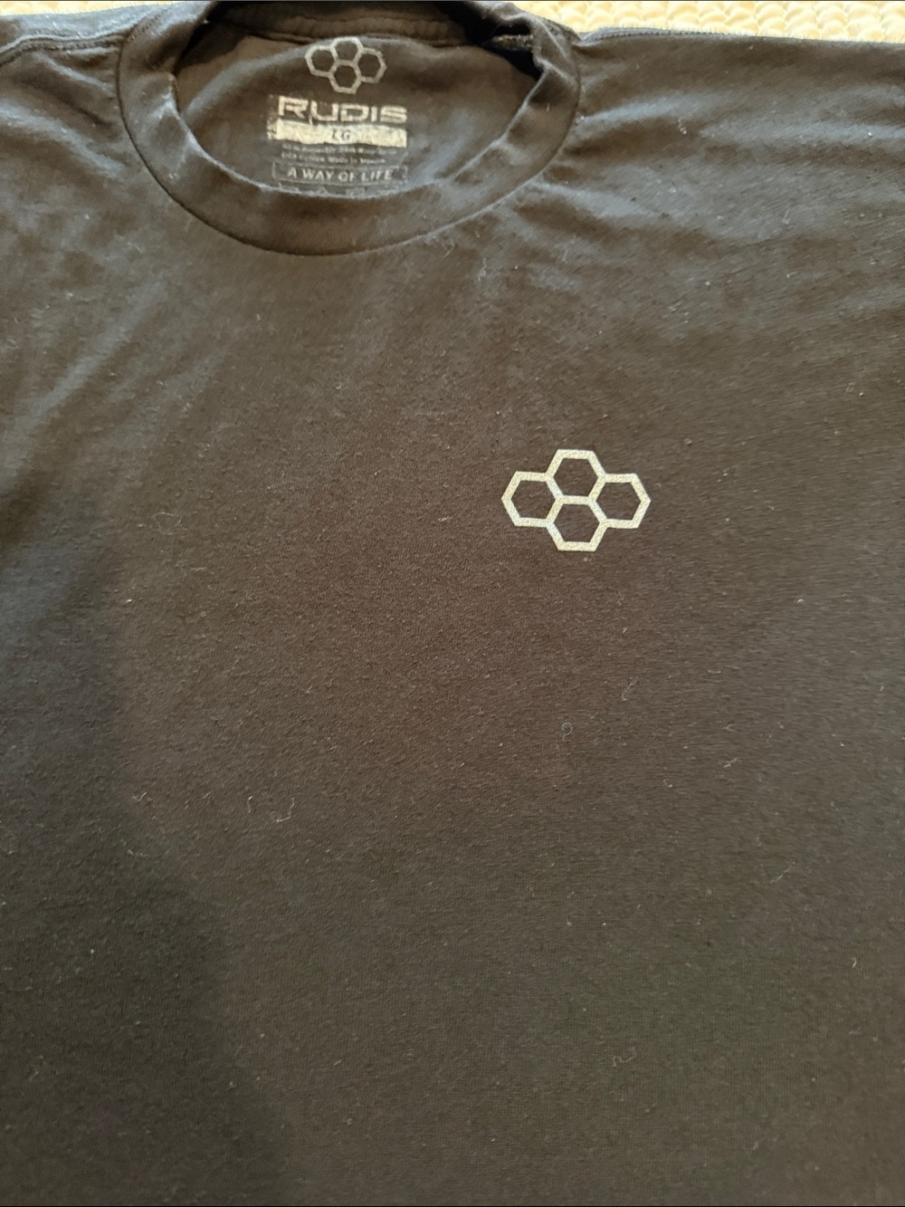 Rudis Men’s Black Short Sleeve Crew Neck T-Shirt with Hexagon Logo